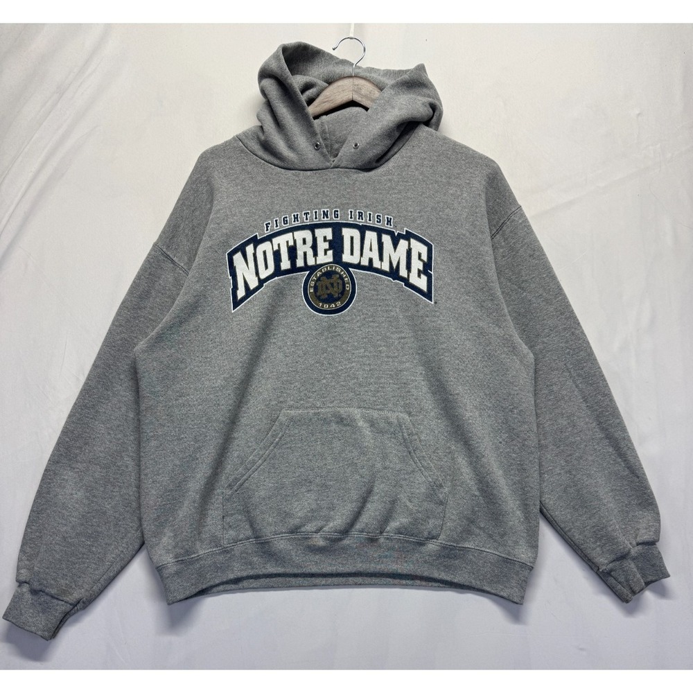 Notre Dame Fighting Irish Hoodie Men Large Heather Gray CSA NCAA Football Scores